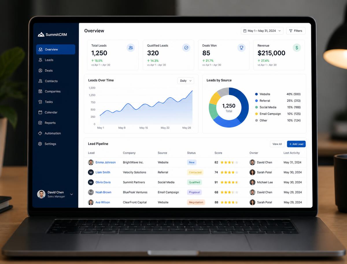 TAX ACCOUNTANT professional dashboard showing lead pipeline and performance metrics